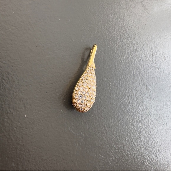 Swarovski Signed Gold Tone Teardrop Pendant Crystals Vintage Necklace Charm - Picture 4 of 13